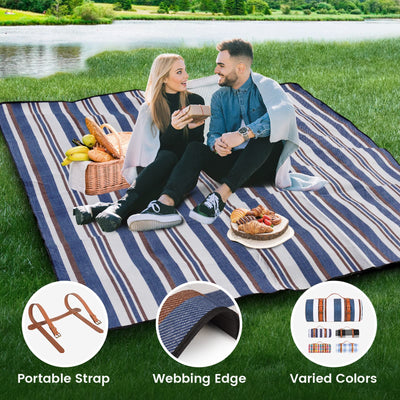 sapsisel 80”x 80” Picnic Blanket Extra Large, Waterproof and Foldable Beach Blanket, 3-Layer Outdoor Blanket for 6 to 8 Adults, for Camping, Park, Beach, Grass, Indoors…