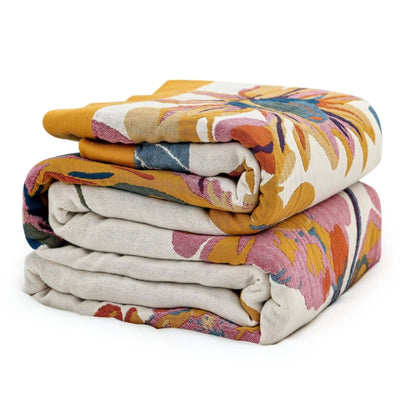 MSGKV Boho Cotton Throw Blanket 60''x80'', Soft Lightweight Blanket for Couch, Bed, Travel, Picnics, Home Decor