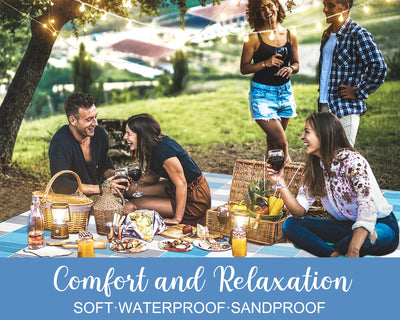 ZOMAKE Picnic Blankets Waterproof Foldable,79"x79" Concert Blanket,Beach Blanket,Yard Blanket,Outdoor Grass Blanket - Sandproof - Large (Peacock Blue)