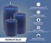 Hyoola Midnight Blue Pillar Candles 3x6 Inch - 6 Pack Unscented Pillar Candles - European Made