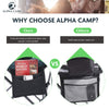 ALPHA CAMP Oversized Heavy Duty Lawn Chair with Cooler Bag Support 450 LBS Steel Frame Camping Folding Collapsible Padded Quad Lumbar Back Arm Chair for Outdoor, Portable, Green