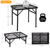 ALZEROOE Metal Picnic Small Folding Table, Camping Grill BBQ Side Table for Outdoor Garden Patio Yard - Portable Lightweight, Compact & Height Adjustable Collapsible Table