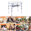 JUOIFIP Outdoor Small Portable Folding Table, 3 Adjustable Height Foldable Camping Table for Camp, Lightweight Aluminum Fold Up Table for Picnic, BBQ, Party, Travel, Home Use. White