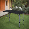 MoNiBloom 4Ft Folding Card Table, Outdoor Foldable Small Portable Plastic Dining Picnic Cookout Table w/Handle, Black