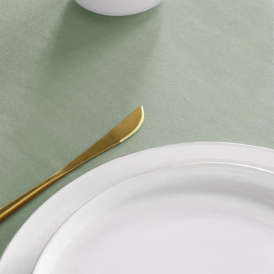 sancua Round Tablecloth - 60 Inch - Water Resistant Spill Proof Washable Polyester Table Cloth Decorative Fabric Table Cover for Dining Table, Buffet Parties and Camping, Sage Green