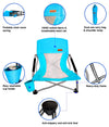 Nice C Adults Low Beach Chair, Sling, Folding, Portable, Concert, Kids, Boat, Sand Chair with Cup Holder & Carry Bag (2 Pack of Blue)