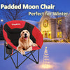 KingCamp Foldable Saucer Moon Lounge Chair with Cupholder Storage Pocket for Indoor Home or Outdoor Camping and Tailgating Use, Black/Red