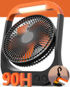 Koonie 8in 20000mAh Camping Fan with Timer, LED Lantern and Hook, 90hrs Rechargeable Battery USB Fan with 4 Speeds, 350°Head Rotation, Desk Table Fan for Bedroom, Outdoor, Tent, Travel, Picnic