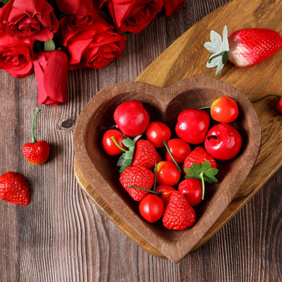 Tioncy 10 Pcs Wooden Dough Bowls Wood Heart Shaped Bowl Heart Dough Bowl Bulk Farmhouse Dough Bowl Candles Decoration for Home Dining Holding Candles Making Bread Dough Fruits Table Supplies, 7 Inch