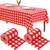 Preboun 2 Roll Red Checkered Tablecloth 40 Inch x 300 Feet Disposable Plastic Table Cover Waterproof Red and White Gingham Table Cloth for Picnic Outdoor Party Decoration(Red White Checkered)