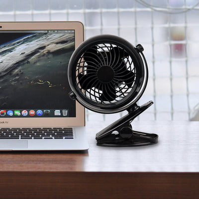 Gazeled Clip on Fan Battery Operated, 360° Rotation, with 8 Free AA Batteries, Quiet USB or Battery Operated Fan, 5'' Portable Battery Powered Clip on Fan for Camping, Stroller, Bedroom, Outdoor