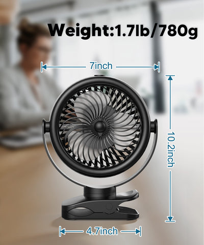 TYZU 7 Inch Portable Fan, Misting Fan, 4000 mAh Battery Operated Fan, Outdoor Misting Fan With 2 Mist Modes & 4 Speeds, 130ml Tank, 360° Rotatable, Clip on fan For Outside Camping Stroller Golf Cart