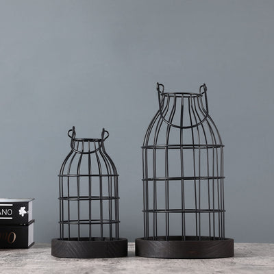 Wire Metal Cloche Set of 2, Decorative Candle Holder Cage Lanterns for Table and Farmhouse Decor