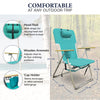 Caribbean Joe Folding Beach Chair, 4 Position Portable Backpack Foldable Camping Chair with Headrest, Cup Holder, and Wooden Armrests, Teal