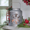 Mark Feldstein & Associates Snowflake Silver Tone 7 x 5 Galvanized Iron Holiday LED Pillar Candle Lantern