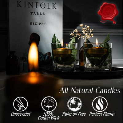 SECEL Pack of 24 Floating Candles 2 Inch 4+Hours Paraffin Wax%100 Cotton Wick Dripless & Smokeless Home Decor, Wedding Decorations, Valentine Decors, Birthday Dinners, Celebrations