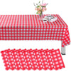 24 Pack Gingham Checkered Tablecloths 54 x 108 Inch Disposable Table Covers Rectangle Plastic Tablecloths Buffalo Plaid Picnic Table Covers for Birthday Party Decoration(Red and White Checkered)