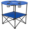 Rio Brands 28" Round Lightweight Fabric Portable Folding Beach Cupholders Table, Blue