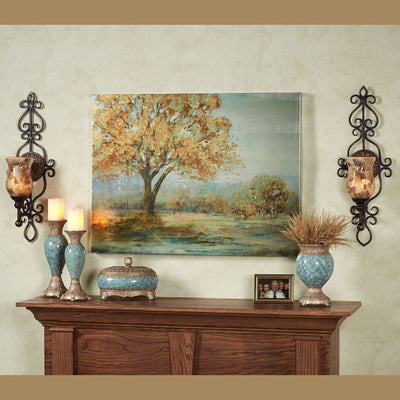 Touch of Class Leyanna Mosaic Wall Sconce Pair - Aged Brown, Victorian Style, Made of Metal, Glass - Antique Sconces, Medallion Designs - Set of 2, Ornate Candle Holder