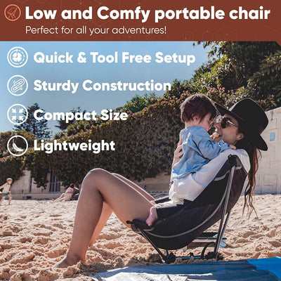 TREKOLOGY Ultralight Beach Chair, Lightweight Camping Chair for Backpacking, Hiking, and Travel - YIZI LITE