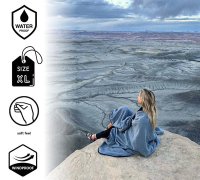 SUITEDNOMAD Large Waterproof Outdoor Stadium Blanket, Windproof and Warm Double Sided Fleece Throw, Great for Cold Weather Camping,Picnic,Sports,Festivals,Dogs