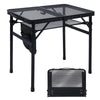 JOUYEK Camping Table, 2x1.3 FT Portable Folding Grill Table, Lightweight Height Adjustable Metal Table with Mesh Desktop and Mesh Bag, Outdoor Table for Camping, Picnic, Beach and BBQ, Black