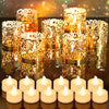 92 Pieces Led Votive Bulk Paper Candle Holders Tea Light Holder Flameless Battery Operated Decorative Wraps for Wedding Table Party (Gold)