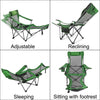 Happybuy Folding Camp Chair with Footrest Mesh, Lounge Chair with Cup Holder and Storage Bag, Reclining Folding Camp Chair for Camping Fishing and Other Outdoor Activities (Green)