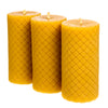 Alternative Imagination 100% Pure Beeswax Diamond Pillar Candles (2x4 Inch), 3 Pack, 20 Hour Burn Time, Hand-Poured (Yellow)