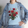 Wildflowers and Red Roses, Graphic T-Shirts for Women, Floral Shirt, Womens Short Sleeve, Ladies Graphic Tees #5131TTS