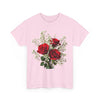 Wildflowers and Red Roses, Graphic T-Shirts for Women, Floral Shirt, Womens Short Sleeve, Ladies Graphic Tees #5127TTS