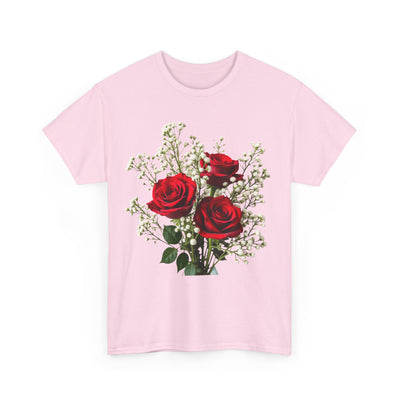 Wildflowers and Red Roses, Graphic T-Shirts for Women, Floral Shirt, Womens Short Sleeve, Ladies Graphic Tees #5127TTS