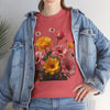 Wildflowers and Pink & Yellow Roses, Graphic T-Shirts for Women, Floral Shirt, Womens Short Sleeve, Ladies Graphic Tees #5147TTS
