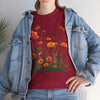 Wildflowers and Orange Roses, Graphic T-Shirts for Women, Floral Shirt, Womens Short Sleeve, Ladies Graphic Tees #5046TTS