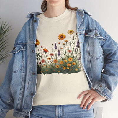 Wildflowers and Yellow Roses, Graphic T-Shirts for Women, Floral Shirt, Womens Short Sleeve, Ladies Graphic Tees #5028TTS