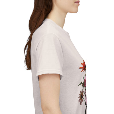 Wildflowers and Pink & Yellow Roses, Graphic T-Shirts for Women, Floral Shirt, Womens Short Sleeve, Ladies Graphic Tees #5138TTS