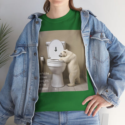 Please Put the Seat Down, Seriously, It's Not that Complicated, Polar Bear Toilet Seat Down, Seat Down Reminder Shirt #5004STS