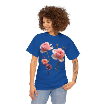 Wildflowers and Pink Roses, Graphic T-Shirts for Women, Floral Shirt, Womens Short Sleeve, Ladies Graphic Tees #5019TTS