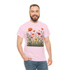 Wildflowers and Orange Roses, Graphic T-Shirts for Women, Floral Shirt, Womens Short Sleeve, Ladies Graphic Tees #5045TTS