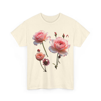 Wildflowers and Pink Roses, Graphic T-Shirts for Women, Floral Shirt, Womens Short Sleeve, Ladies Graphic Tees #5019TTS