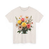 Wildflowers and Pink & Yellow Roses, Graphic T-Shirts for Women, Floral Shirt, Womens Short Sleeve, Ladies Graphic Tees #5136TTS