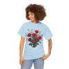 Wildflowers and Red Roses, Graphic T-Shirts for Women, Floral Shirt, Womens Short Sleeve, Ladies Graphic Tees #5131TTS