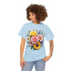 Wildflowers and Pink & Yellow Roses, Graphic T-Shirts for Women, Floral Shirt, Womens Short Sleeve, Ladies Graphic Tees #5145TTS