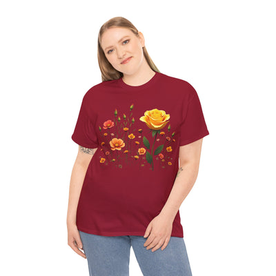 Wildflowers and a Yellow Rose, Graphic T-Shirts for Women, Floral Shirt, Womens Short Sleeve, Ladies Graphic Tees #5010TTS