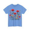 Wildflowers and Red Roses, Graphic T-Shirts for Women, Floral Shirt, Womens Short Sleeve, Ladies Graphic Tees #5034TTS