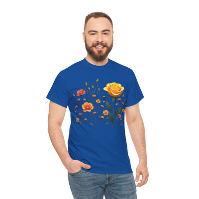Wildflowers and a Yellow Rose, Graphic T-Shirts for Women, Floral Shirt, Womens Short Sleeve, Ladies Graphic Tees #5010TTS