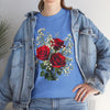 Wildflowers and Red Roses, Graphic T-Shirts for Women, Floral Shirt, Womens Short Sleeve, Ladies Graphic Tees #5127TTS
