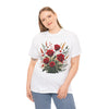 Wildflowers and Red Roses, Graphic T-Shirts for Women, Floral Shirt, Womens Short Sleeve, Ladies Graphic Tees #5129TTS