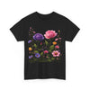 Wildflowers and Pink/Violet Roses, Graphic T-Shirts for Women, Floral Shirt, Womens Short Sleeve, Ladies Graphic Tees #5101TTS