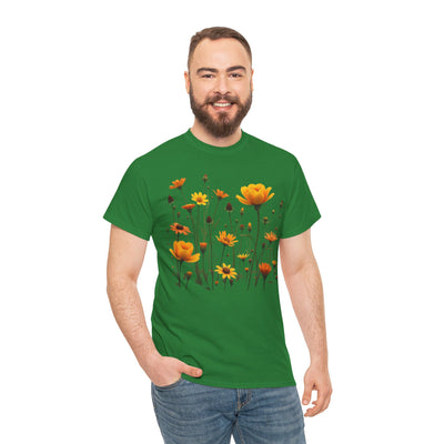 Wildflowers and Yellow Roses, Graphic T-Shirts for Women, Floral Shirt, Womens Short Sleeve, Ladies Graphic Tees #5011TTS